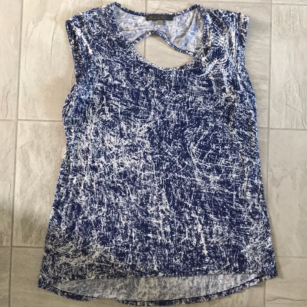 Rose & Olive blue and white shirt